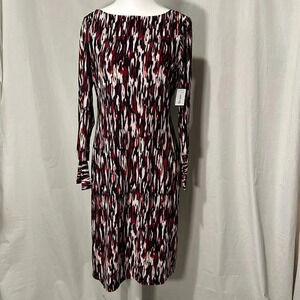 NWT Nine West 3/4 sleeve "raisin multi" stripe dress size 6
